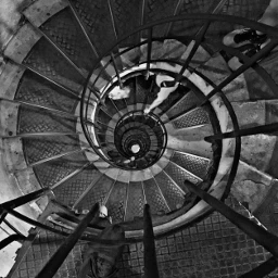 wppflatlay arcdetriomphe spiral stairway blackandwhite